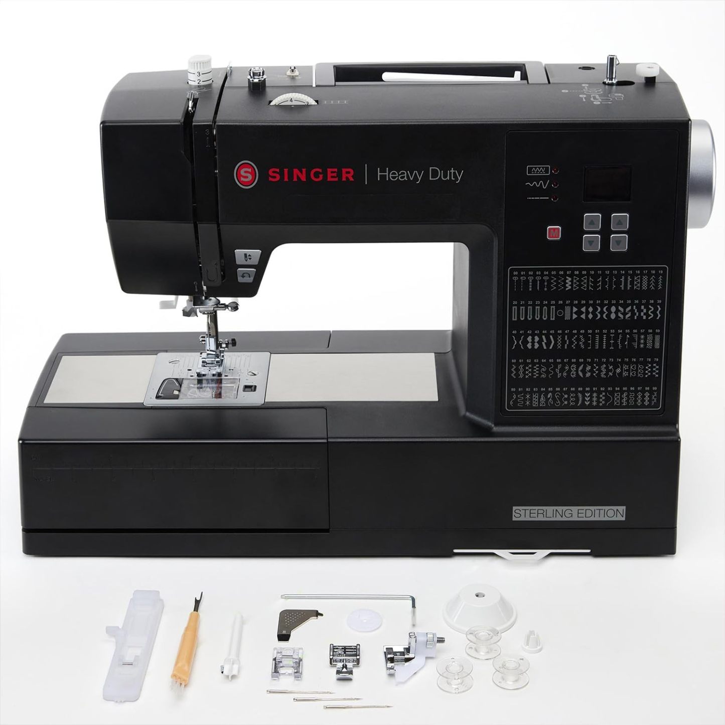 SINGER Máquina de coser de ley 6600C resistente con kit de accesorios, motor fuerte con potencia de perforación mejorada, aplicaciones de 215 puntadas, marco de metal completo, visualización LCD y