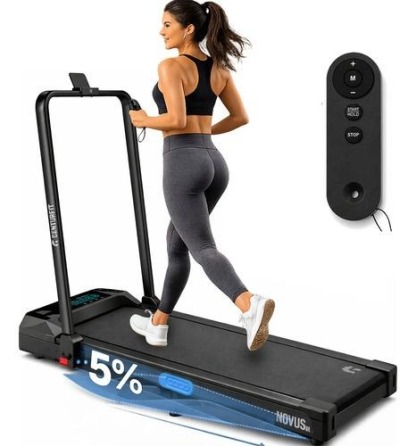 Caminadora Eléctrica Centurfit 1.5 HP Plegable 10 km/h con Control Remoto, Pantalla LED, Soporte para Celular, Portátil, Silenciosa, para Caminar y Trotar en Casa, Capacidad 90 kg, Negro