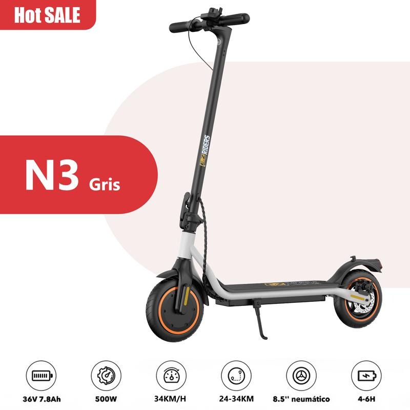 [HOT Sale] N3 Patinete Eléctrico Inteligente｜Velocidad máxima de 34 km/h｜Autonomía de hasta 24-34 km｜Ruedas de 8.5 pulgadas｜Potente motor de 500W｜Diseño plegable｜Compatible con App｜Carga rápida｜Capacidad máxima de carga: 120 kg