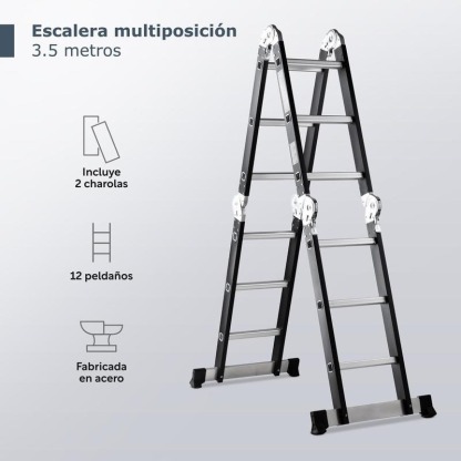 Escalera Multiposición 12 Peldaños de Acero 3.5 Metros