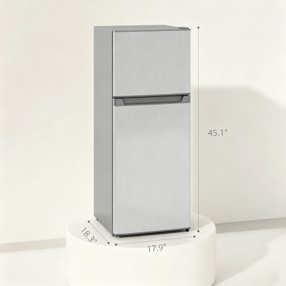 ❄️HOMCOM 3.2/4 Cu.Ft Mini Fridge with Freezer, Double Door Compact Refrigerator with Adjustable Thermostat, Shelf and Reversible Door for Bedroom, Dorm, Home Office, Energy Efficient