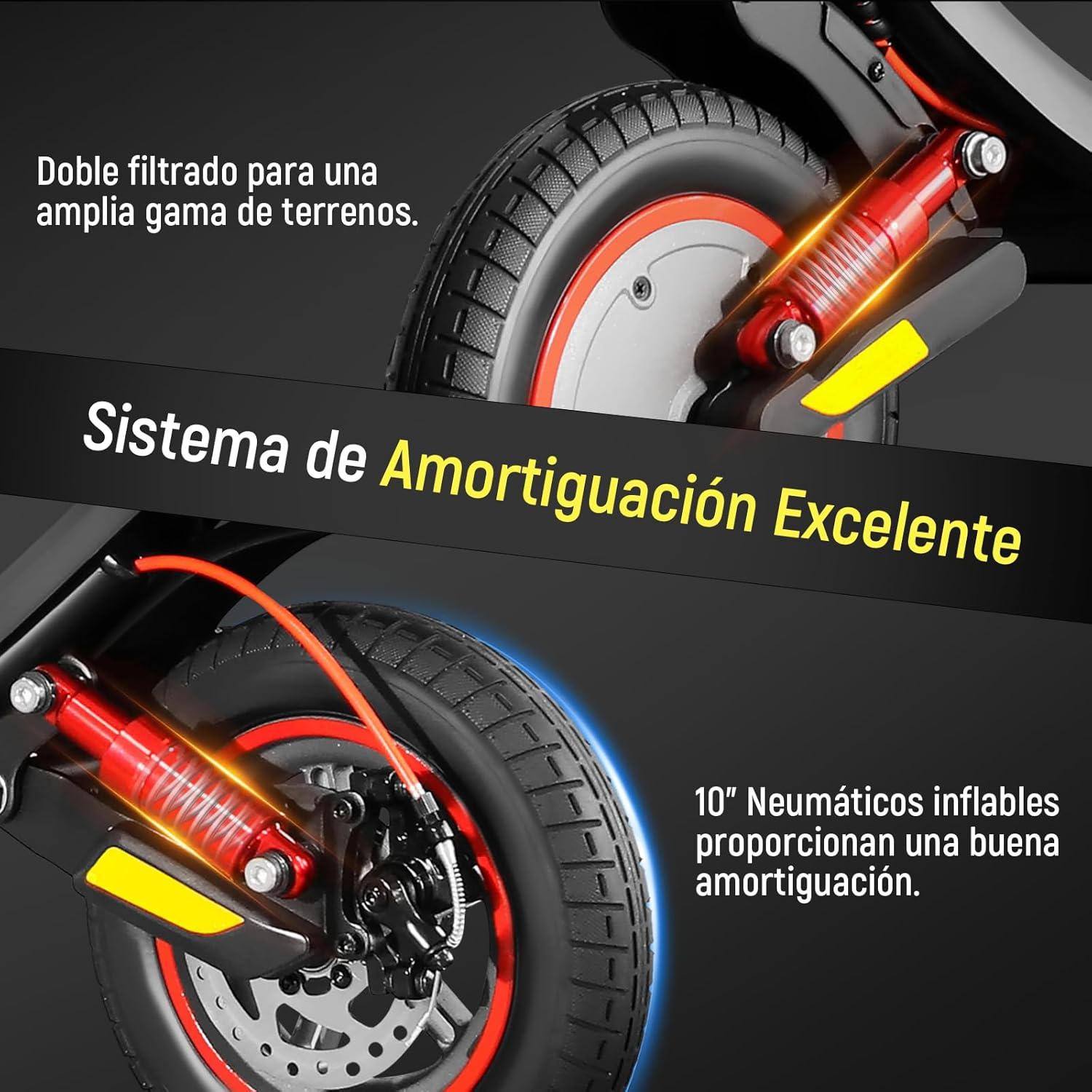 HONEYWHALE M1 MAX/S2 MAX Scooter Eléctrico 500W-32KM/H-22KM Patin Electrico | Diseño Plegable, Doble Suspensión, Neumáticos Inflables de 10", APP Bluetooth, Doble Freno e Intermitentes, Más Comodidad