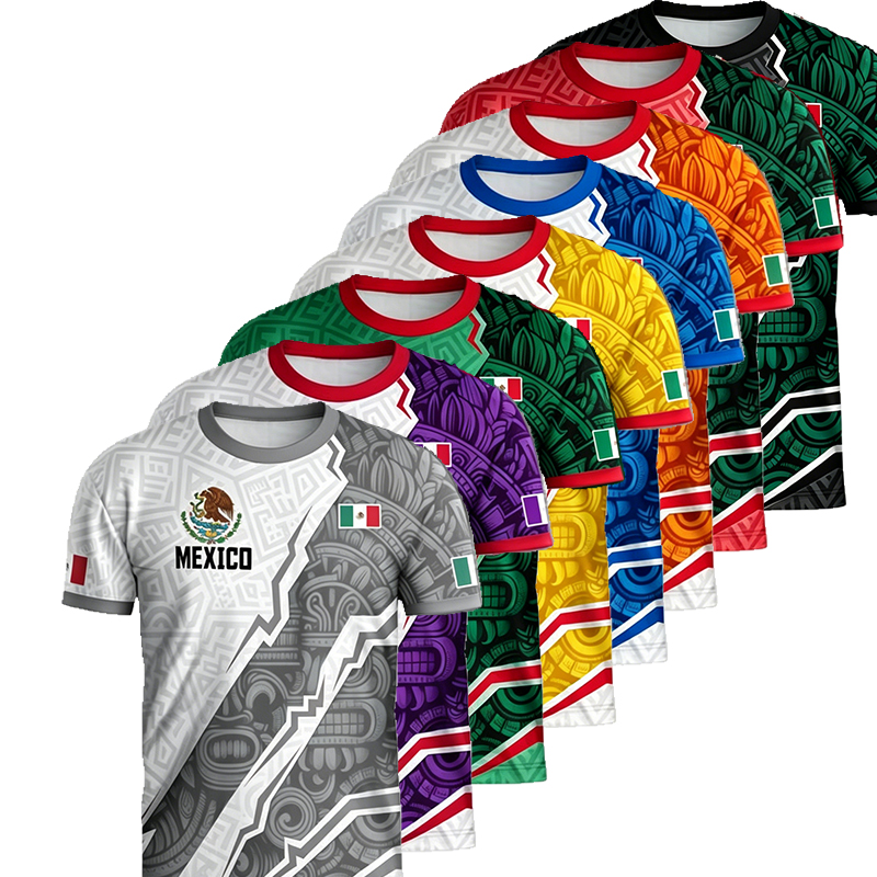 Promoción por tiempo limitado de la Copa del MundoMexico Cup 2026 Soccer Jersey Short Sleeve T-Shirt, Neutral Fit, Breathable Quick-Dry Sportswear, All Seasons Casual Wear