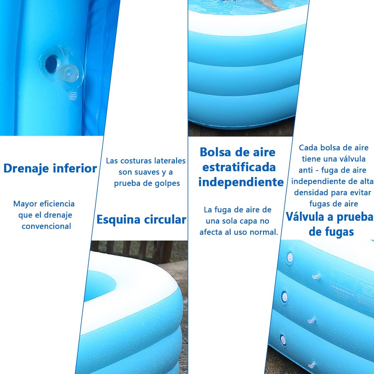 OUARTV Alberca Inflable Piscina Familiar, 210x150x60cmPiscina Hinchable Rectangular, Piscina Familiar En El Patio Trasero, Fiesta AcuáTica De Verano, Exterior, JardíN, Adultos, Juego Simple