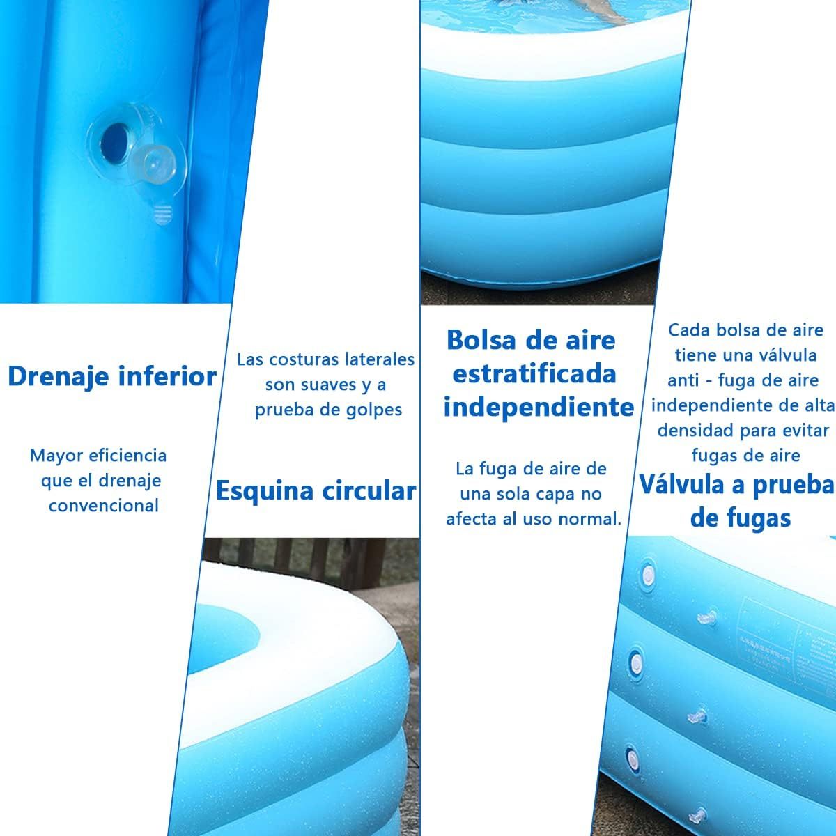 OUARTV Alberca Inflable Piscina Familiar, 210x150x60cmPiscina Hinchable Rectangular, Piscina Familiar En El Patio Trasero, Fiesta AcuáTica De Verano, Exterior, JardíN, Adultos, Juego Simple