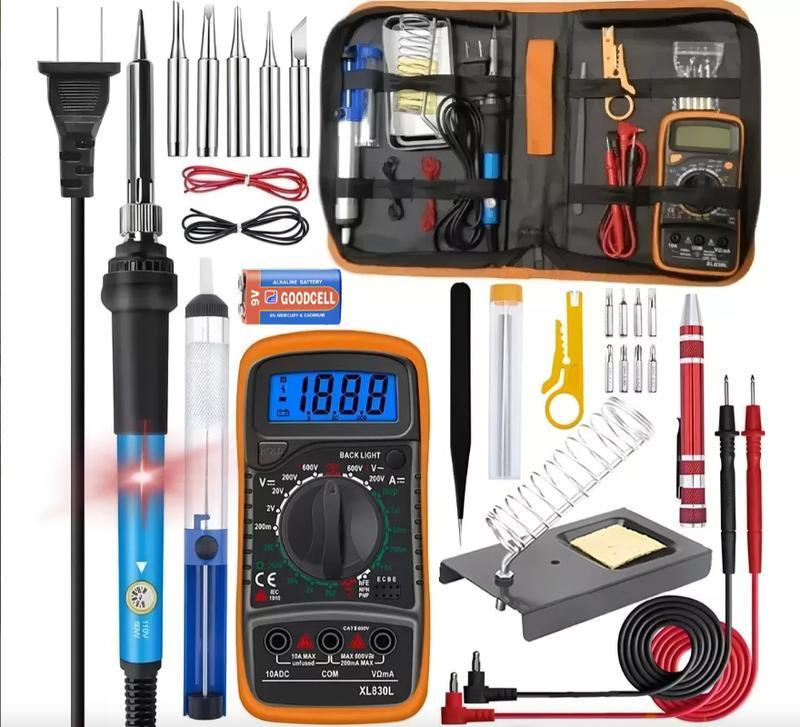 Rq-sik-n4 Kit De Soldador Eléctrico Temperatura Regulable Multímetro
