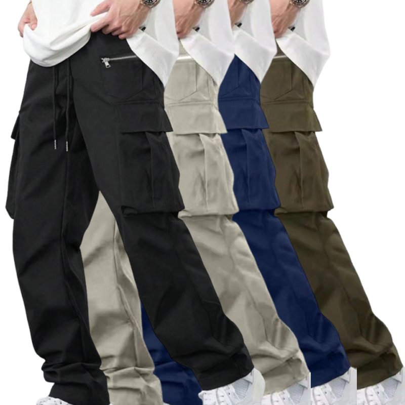 Pantalones cargo para hombre con cintura elastica，Ligeros，Estilo urbano，Adecuado para todas las estaciones，Múltiples bolsillos para mayor practicidad y un ajuste holgado.
