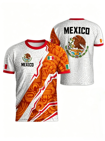 Promoción por tiempo limitado de la Copa del MundoMexico Cup 2026 Soccer Jersey Short Sleeve T-Shirt, Neutral Fit, Breathable Quick-Dry Sportswear, All Seasons Casual Wear