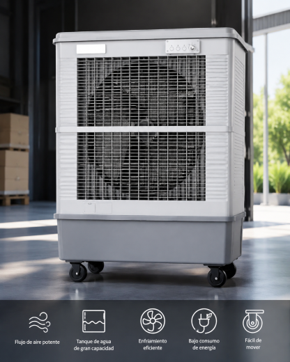 ❄️ Enfriador Evaporativo Industrial Portátil 60 L | Climatizador de Aire 450W | Alto Flujo de Aire | Ideal para Taller, Almacén, Garaje y Espacios Grandes 💨