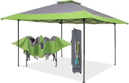 PHI VILLA - Toldo parasol con bloqueo UV de 4 x 4 m con kits de herramientas, pantalla de cenador para patio al aire libre, eventos de jardín, marrón-Clavijas de tierra para tienda de campaña al aire libre, clavijas para campamento con dosel