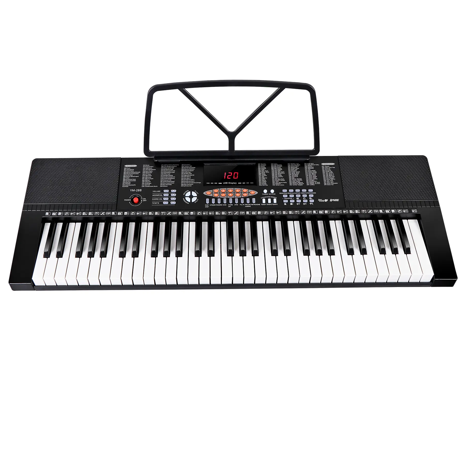 Kit de teclado de piano electrónico duradero de 61 teclas: piano digital portátil para principiantes con pantalla LED, atril, auriculares y micrófono para uso recreativo.