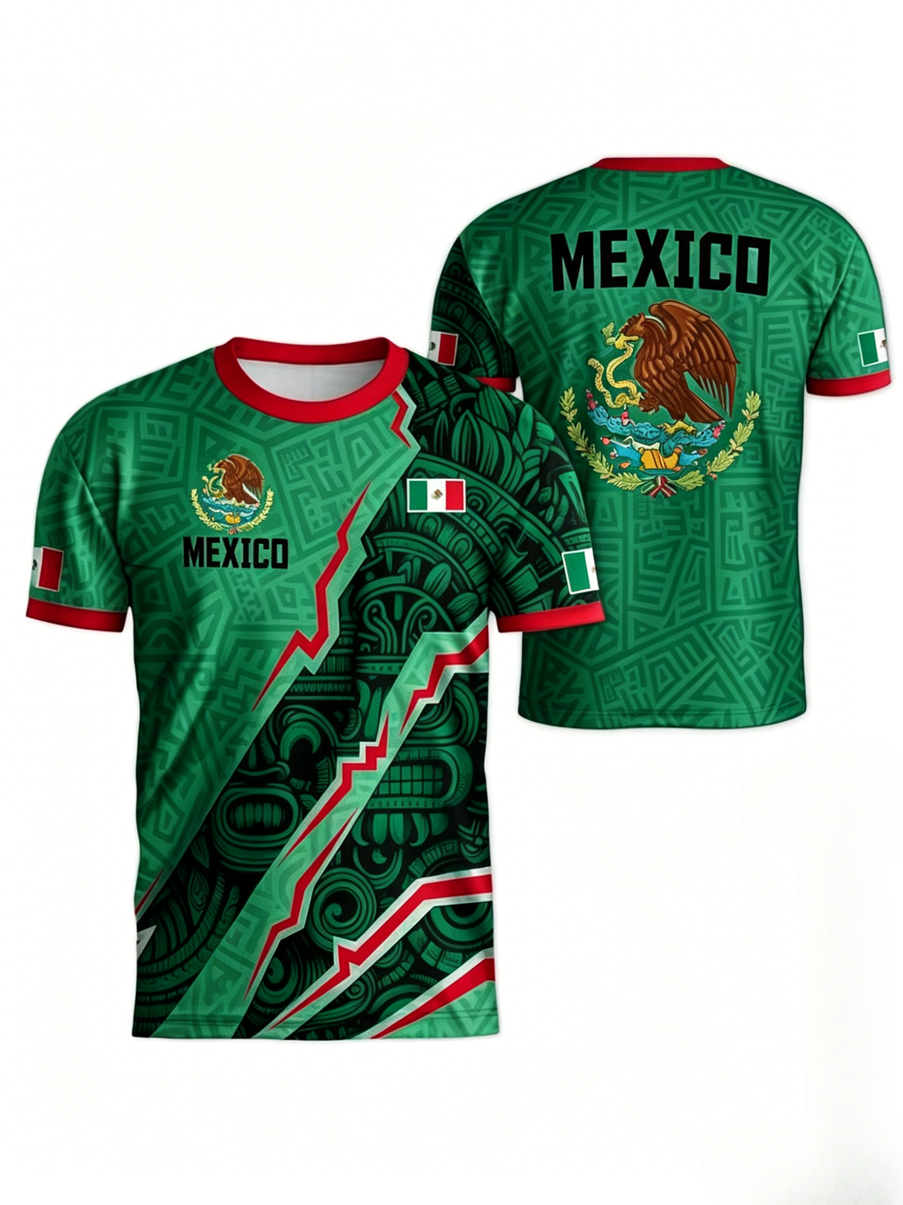Promoción por tiempo limitado de la Copa del MundoMexico Cup 2026 Soccer Jersey Short Sleeve T-Shirt, Neutral Fit, Breathable Quick-Dry Sportswear, All Seasons Casual Wear
