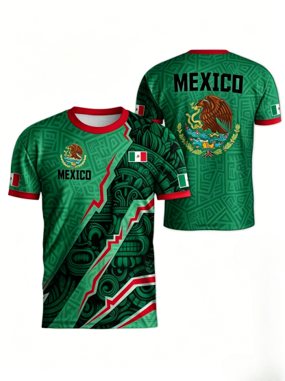 Promoción por tiempo limitado de la Copa del MundoMexico Cup 2026 Soccer Jersey Short Sleeve T-Shirt, Neutral Fit, Breathable Quick-Dry Sportswear, All Seasons Casual Wear
