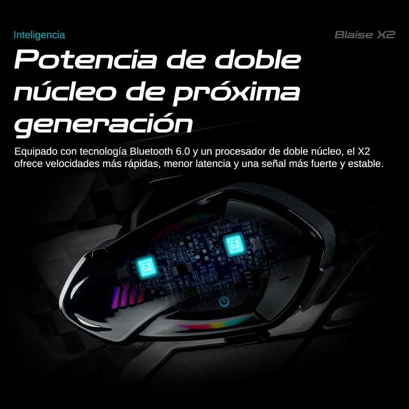 BLAISE X2 Intercomunicador para Casco con Doble Chip Bluetooth 5.4, Música y Comunicación Simultáneas, Resistencia al Agua IP56 y Luces RGB, Alcance 1000m