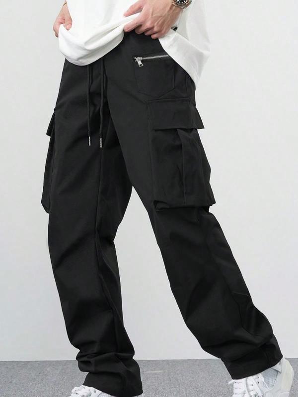 Pantalones cargo para hombre con cintura elastica，Ligeros，Estilo urbano，Adecuado para todas las estaciones，Múltiples bolsillos para mayor practicidad y un ajuste holgado.