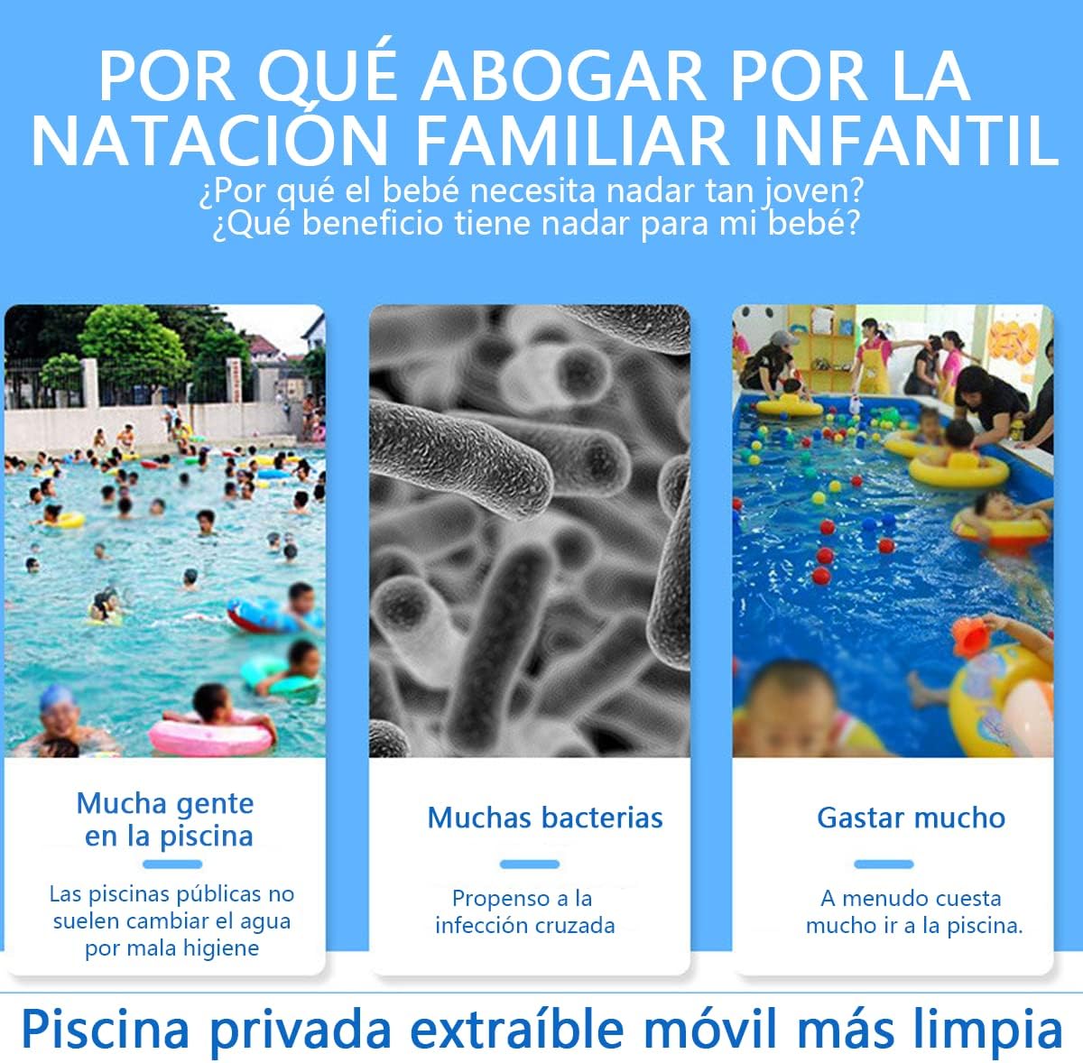OUARTV Alberca Inflable Piscina Familiar, 210x150x60cmPiscina Hinchable Rectangular, Piscina Familiar En El Patio Trasero, Fiesta AcuáTica De Verano, Exterior, JardíN, Adultos, Juego Simple