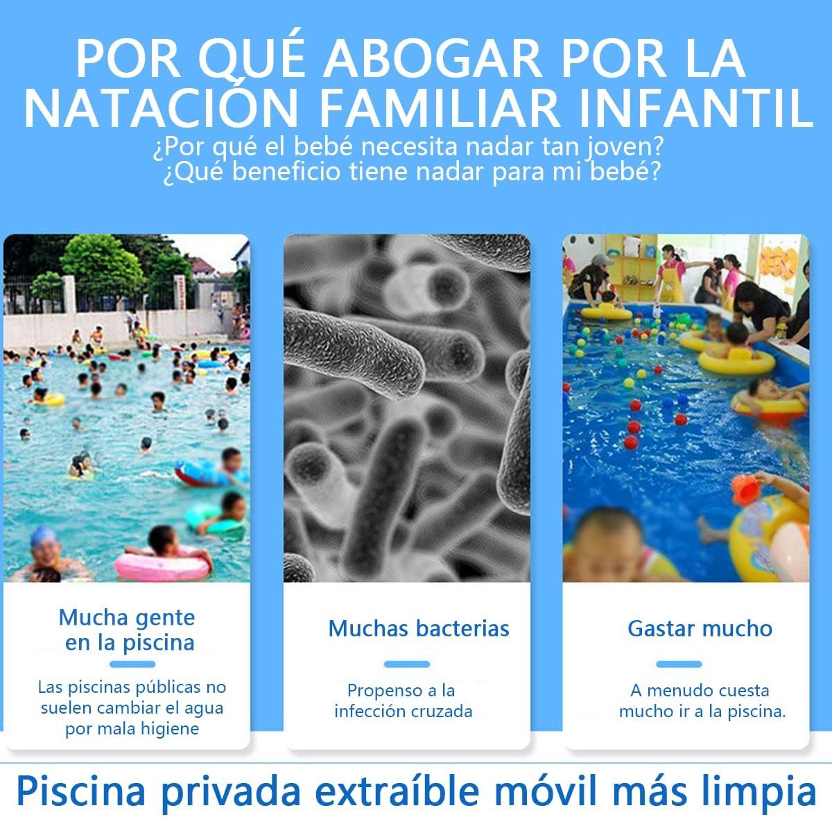 OUARTV Alberca Inflable Piscina Familiar, 210x150x60cmPiscina Hinchable Rectangular, Piscina Familiar En El Patio Trasero, Fiesta AcuáTica De Verano, Exterior, JardíN, Adultos, Juego Simple