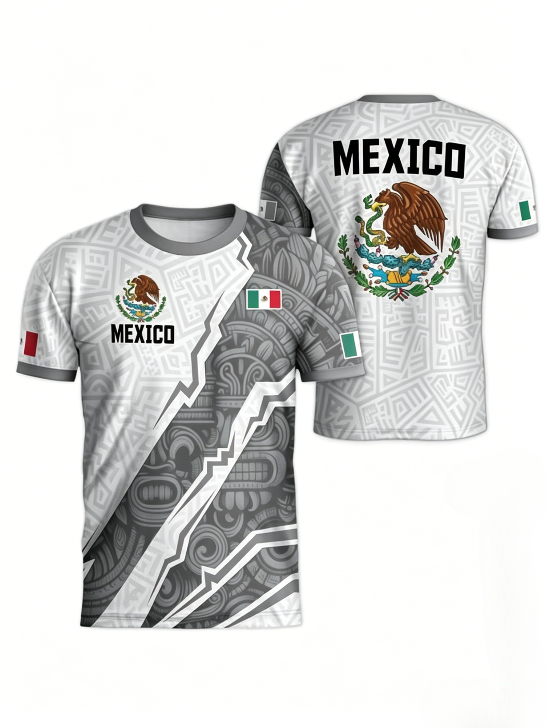 Promoción por tiempo limitado de la Copa del MundoMexico Cup 2026 Soccer Jersey Short Sleeve T-Shirt, Neutral Fit, Breathable Quick-Dry Sportswear, All Seasons Casual Wear