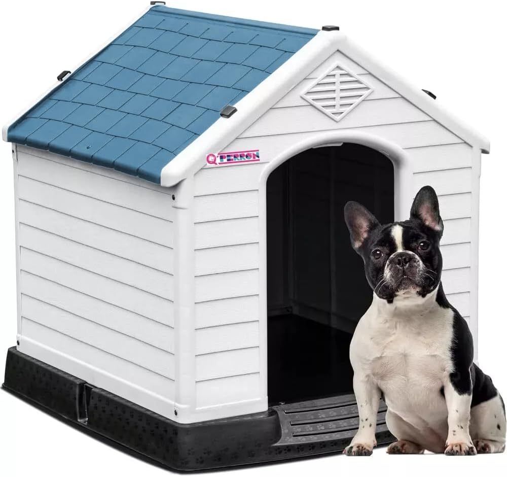 Q PERRON Casa para Perro Chico, Mediano, Grande y Extragrande | Materiales de Alta Calidad - Plástico para Exterior - Resistente al Agua | Térmica con Ventilación | Piso Elevado. (Rojo, Grande)
