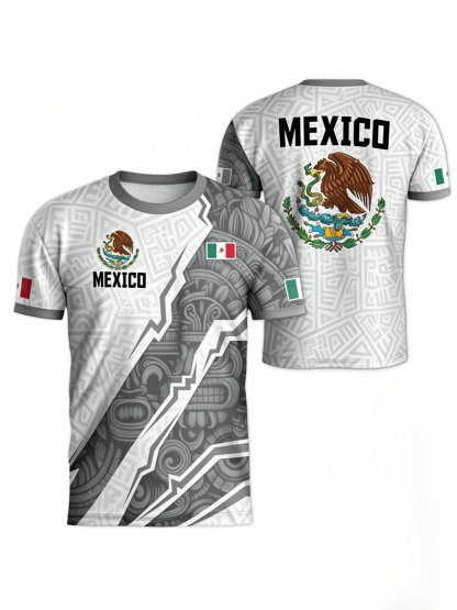Promoción por tiempo limitado de la Copa del MundoMexico Cup 2026 Soccer Jersey Short Sleeve T-Shirt, Neutral Fit, Breathable Quick-Dry Sportswear, All Seasons Casual Wear