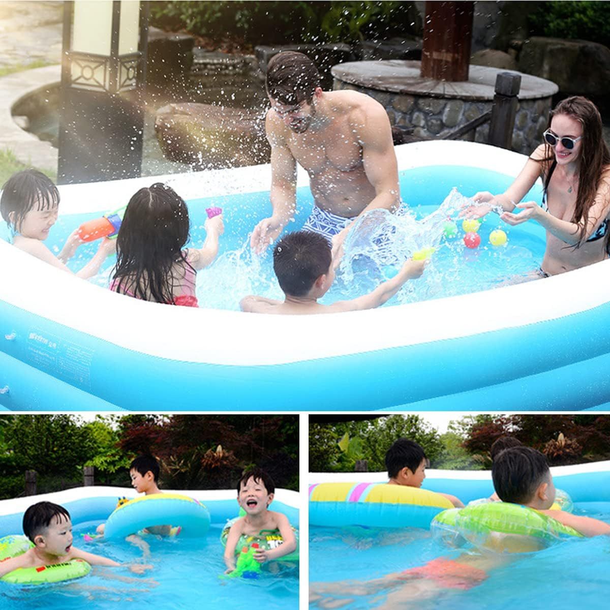 OUARTV Alberca Inflable Piscina Familiar, 210x150x60cmPiscina Hinchable Rectangular, Piscina Familiar En El Patio Trasero, Fiesta AcuáTica De Verano, Exterior, JardíN, Adultos, Juego Simple