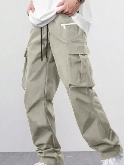 Pantalones cargo para hombre con cintura elastica，Ligeros，Estilo urbano，Adecuado para todas las estaciones，Múltiples bolsillos para mayor practicidad y un ajuste holgado.