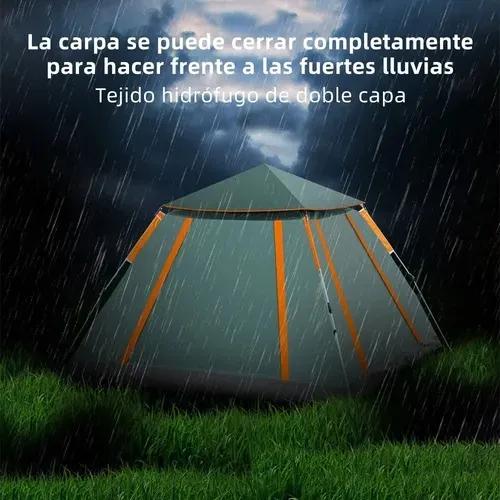 Tienda de Campaña Grande Azul para 4-6 Personas, 215x215x145 cm, Tela Oxford 210D, UPF 50+, Impermeable PU2000, Montaje Rápido en 3 Segundos, Protección Solar y Ventanas Panorámicas