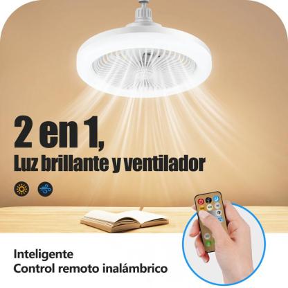 Lámpara de ventilador de 6 aspas，El diámetro es de 520 mm,Abrigo de ventilador energéticamente eficiente,Potente viento y brillo intenso, 60w Ventilador, 3 temperaturas de color, 3 velocidades de viento, rosca E27, ruido bajo, temporizador programable,Apt