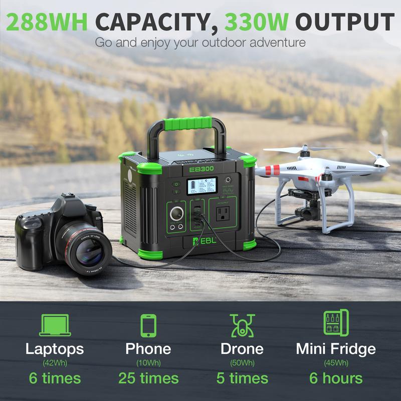 Estación de energía portátil para exteriores: Generador solar de 300 W con batería de 231 Wh – Unidad individual o combo | Tu respaldo de energía para apagones y acampadas