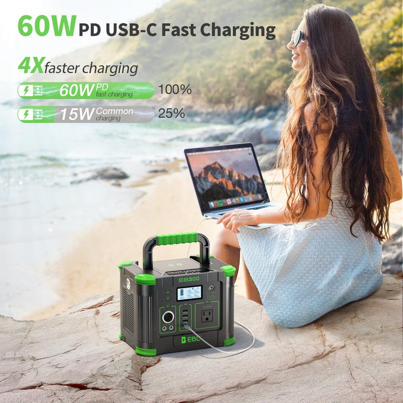 Estación de energía portátil para exteriores: Generador solar de 300 W con batería de 231 Wh – Unidad individual o combo | Tu respaldo de energía para apagones y acampadas