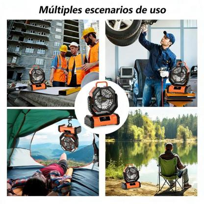 Ventilador de Camping  Recargable 20000mAh con Luz LED,5 Velocidades + Control Remoto + 270° Dirección + Pantalla Táctil