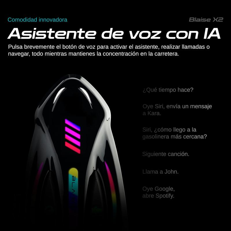 BLAISE X2 Intercomunicador para Casco con Doble Chip Bluetooth 5.4, Música y Comunicación Simultáneas, Resistencia al Agua IP56 y Luces RGB, Alcance 1000m