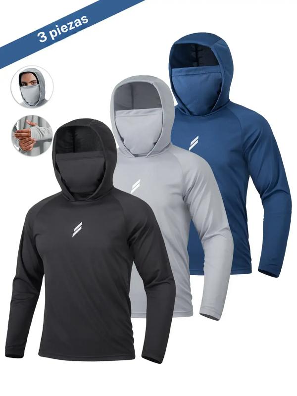 Conjunto de sudadera con capucha y protección solar para hombre | Sudadera de pesca con mascarilla | Chaqueta de pesca informal y transpirable | Ropa deportiva de secado rápido con cubrecara | Equipo de pesca con protección solar | Ropa para aventuras al 