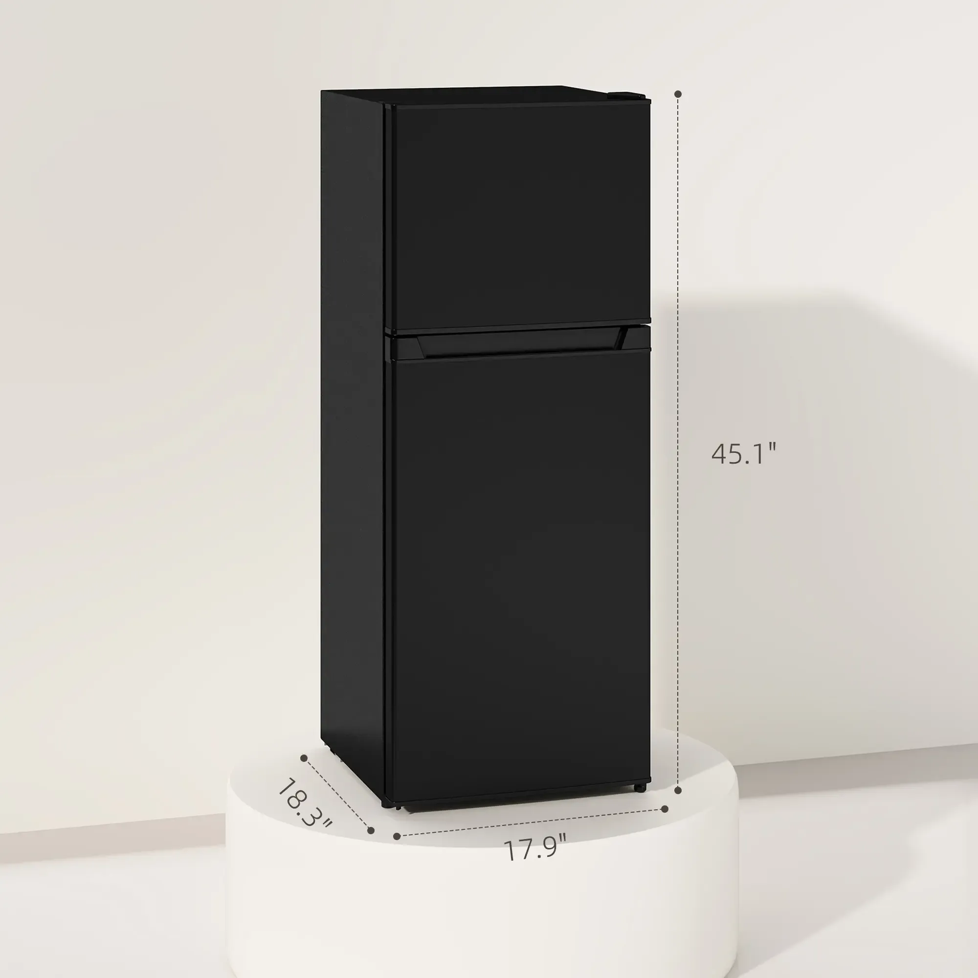 ❄️HOMCOM 3.2/4 Cu.Ft Mini Fridge with Freezer, Double Door Compact Refrigerator with Adjustable Thermostat, Shelf and Reversible Door for Bedroom, Dorm, Home Office, Energy Efficient