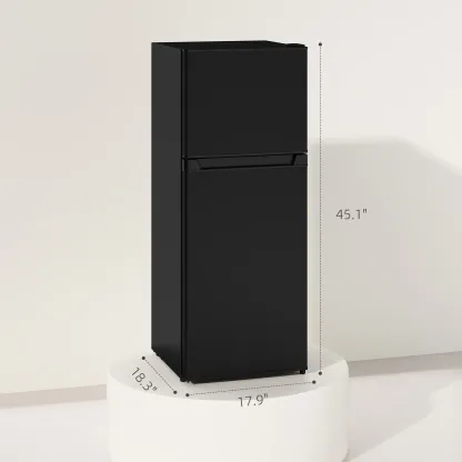 ❄️HOMCOM 3.2/4 Cu.Ft Mini Fridge with Freezer, Double Door Compact Refrigerator with Adjustable Thermostat, Shelf and Reversible Door for Bedroom, Dorm, Home Office, Energy Efficient