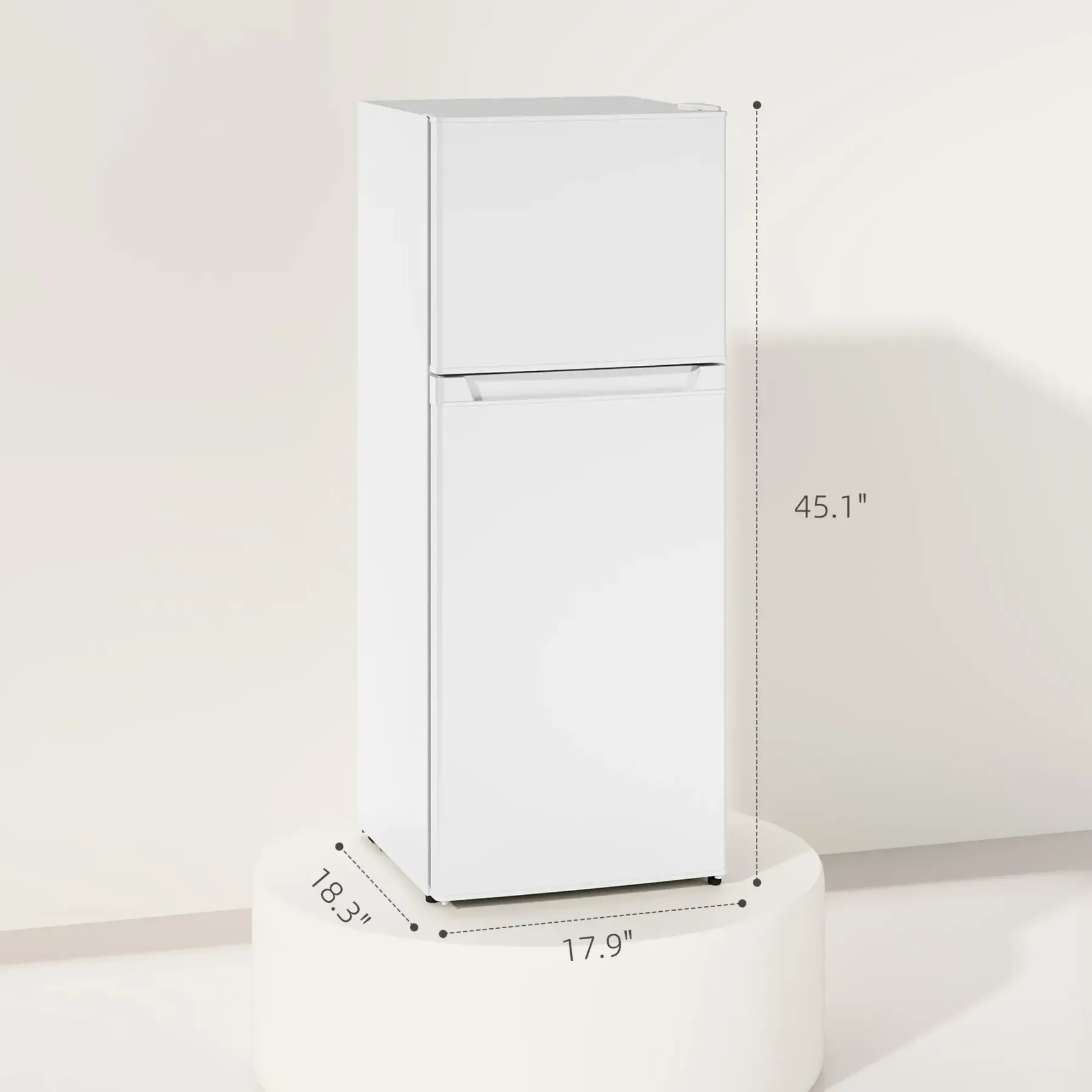 ❄️HOMCOM 3.2/4 Cu.Ft Mini Fridge with Freezer, Double Door Compact Refrigerator with Adjustable Thermostat, Shelf and Reversible Door for Bedroom, Dorm, Home Office, Energy Efficient