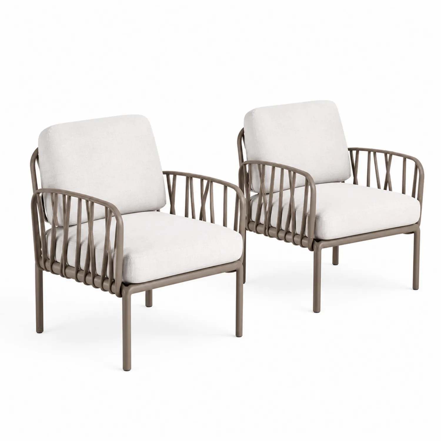 2er Set Gartenstühle aus Aluminium mit Sitzkissen-Nordellonest