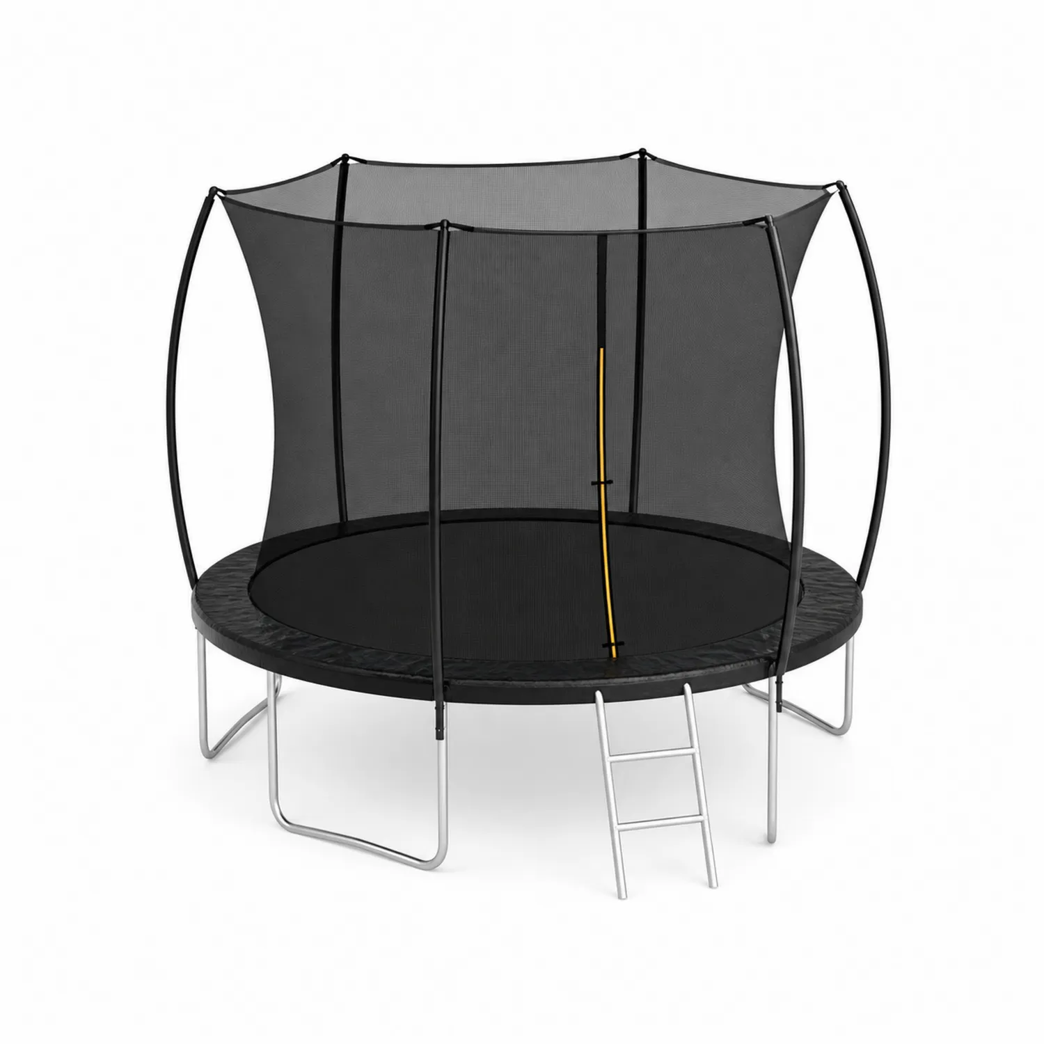 Rundes Trampolin mit Sicherheitsnetz und Leiter 305 cm Schwarz Metall-Nordellonest