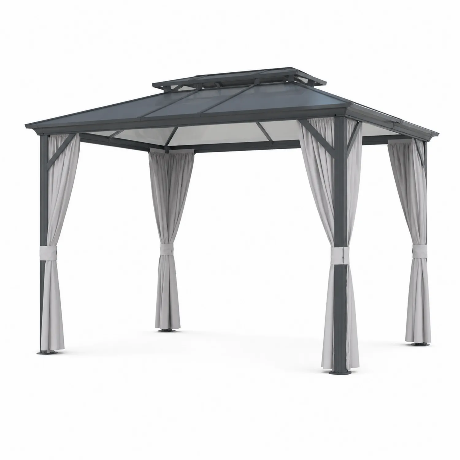 Pavillon mit Aluminiumrahmen und Polyestergewebe 3x3m Grau-Nordellonest