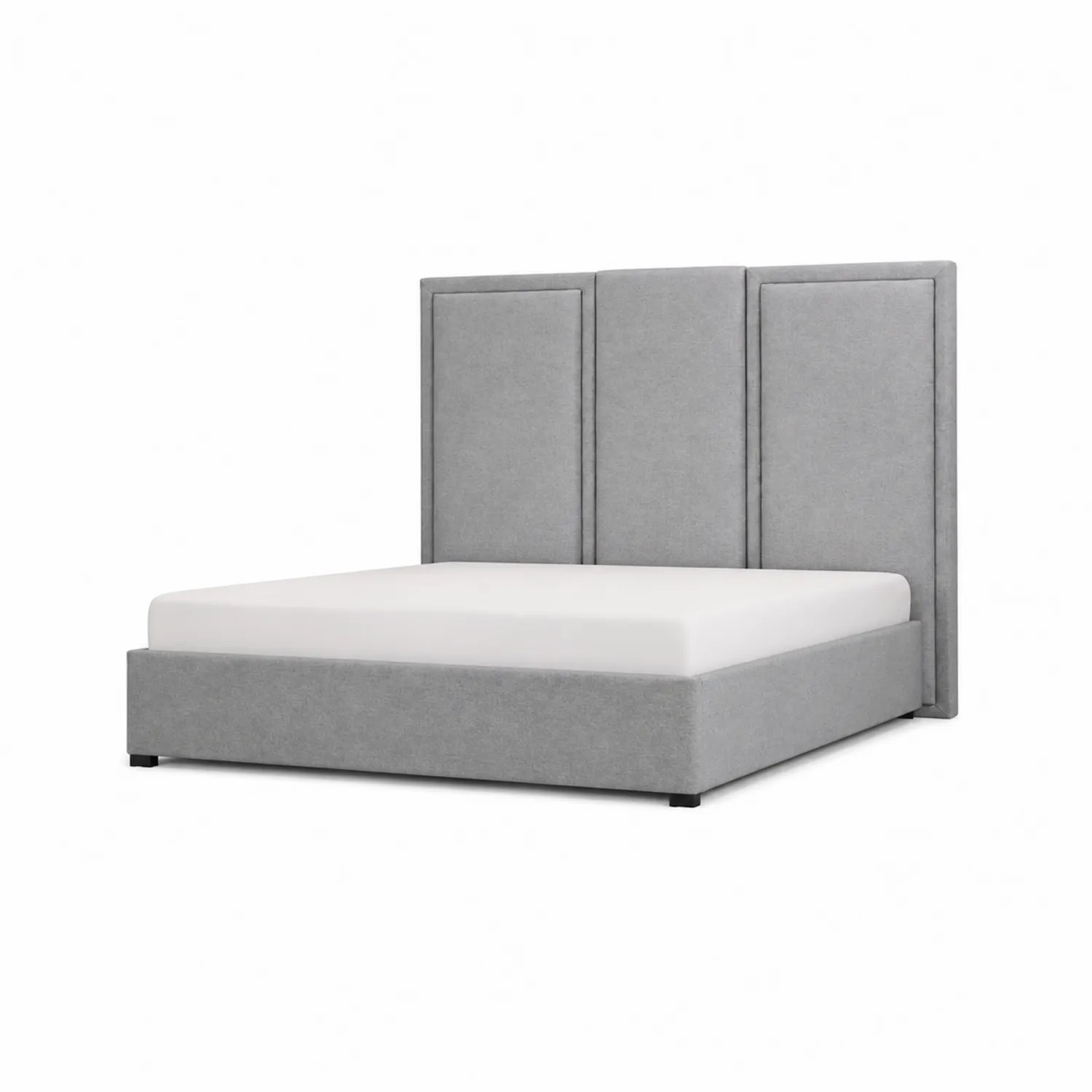 Polsterbett mit hohem Kopfteil 200x180 cm Hellgrau Stoff-Nordellonest