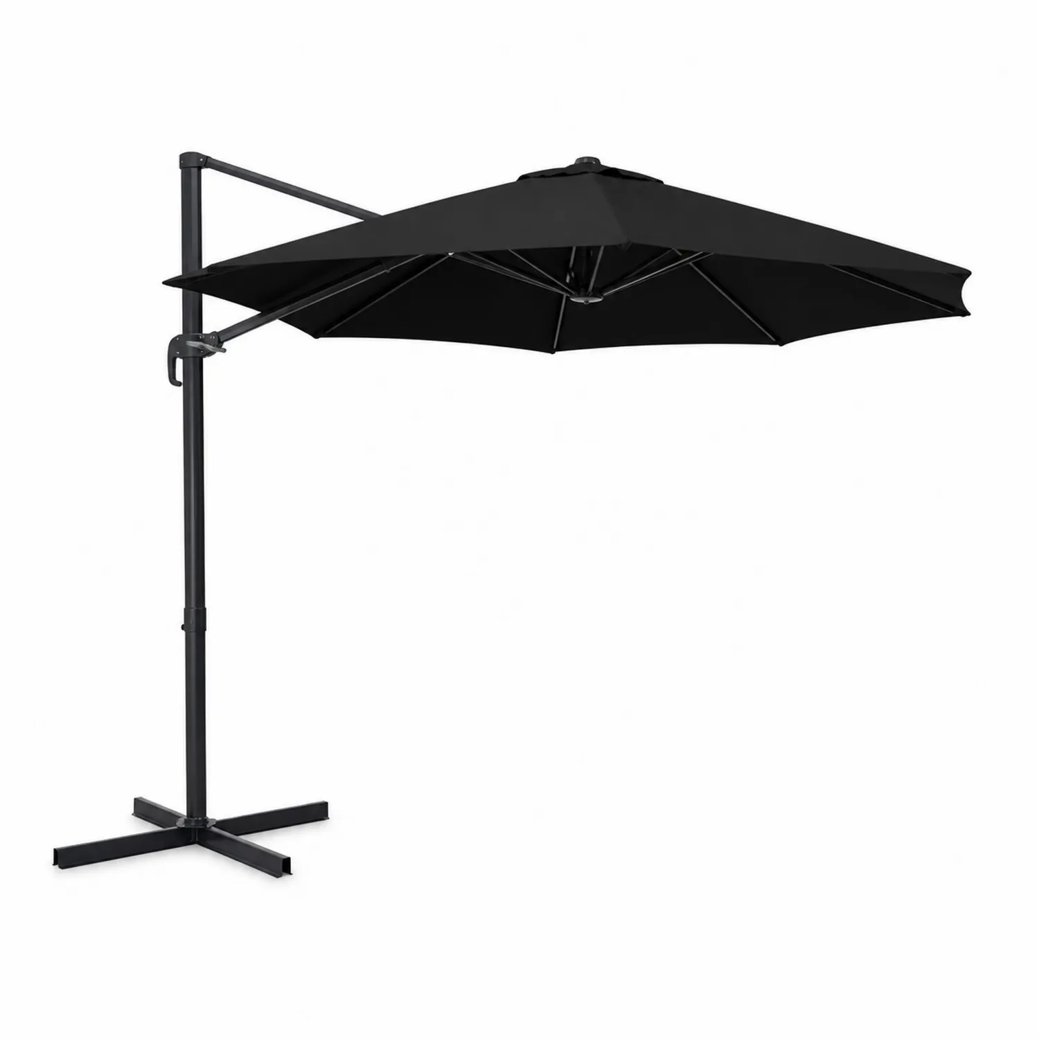 Runder Gartenschirm 300 cm Schwarz Aluminium Polyester-Nordellonest