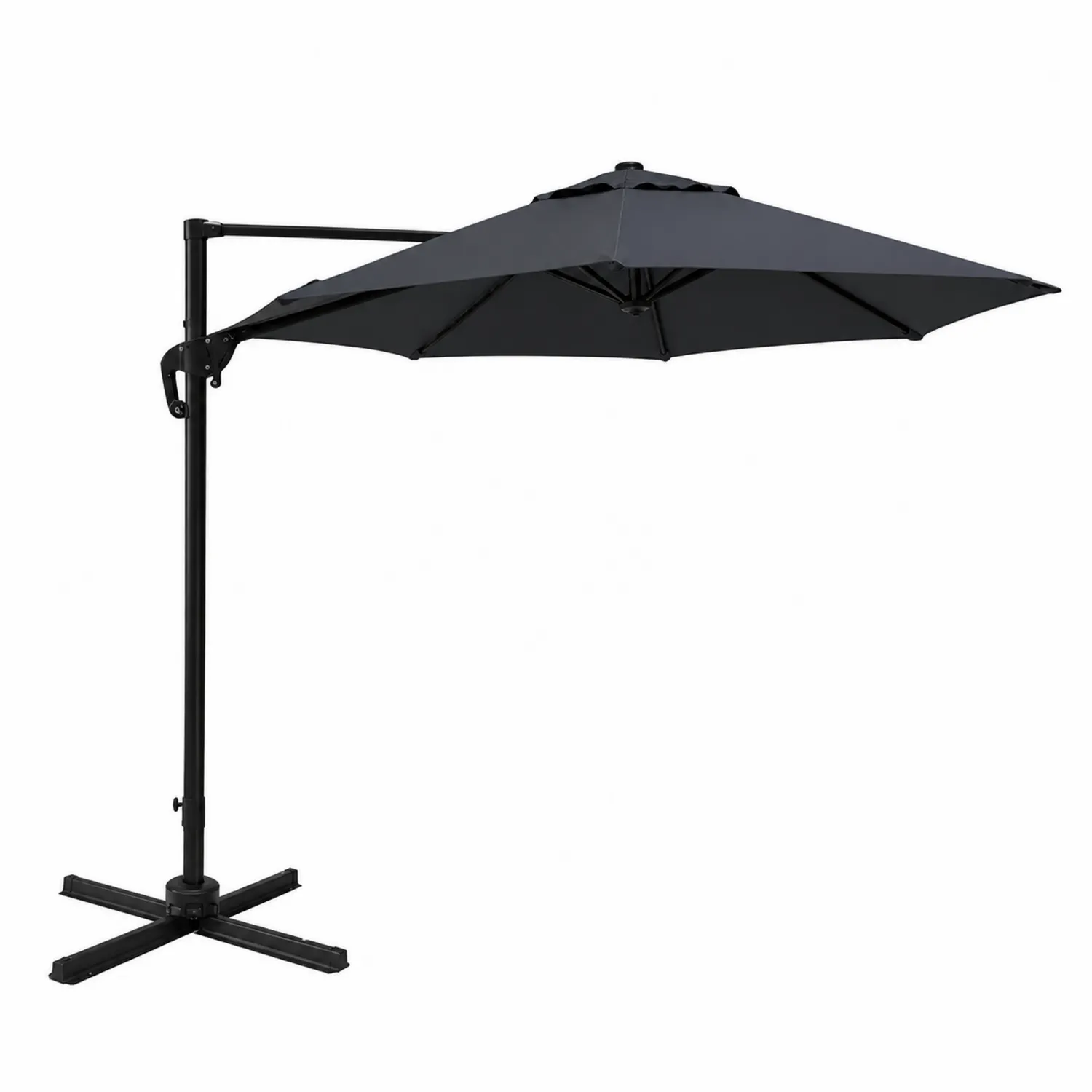 Garten Sonnenschirm mit seitlichem Arm 300 cm Dunkelgrau Aluminium Polyester-Nordellonest