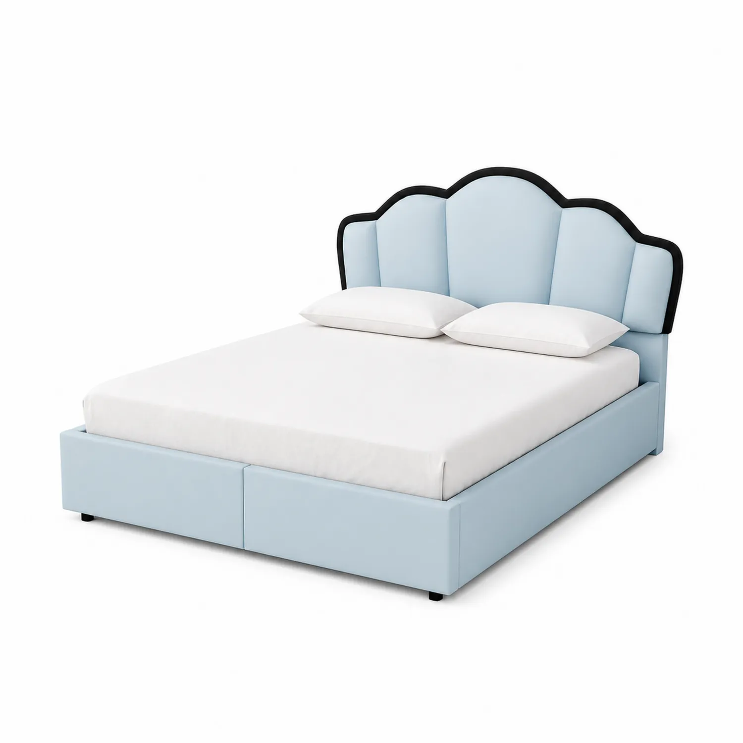 Himmelblaues Bett mit Kunstlederpolsterung und Stauraum 200x160 cm-Nordellonest
