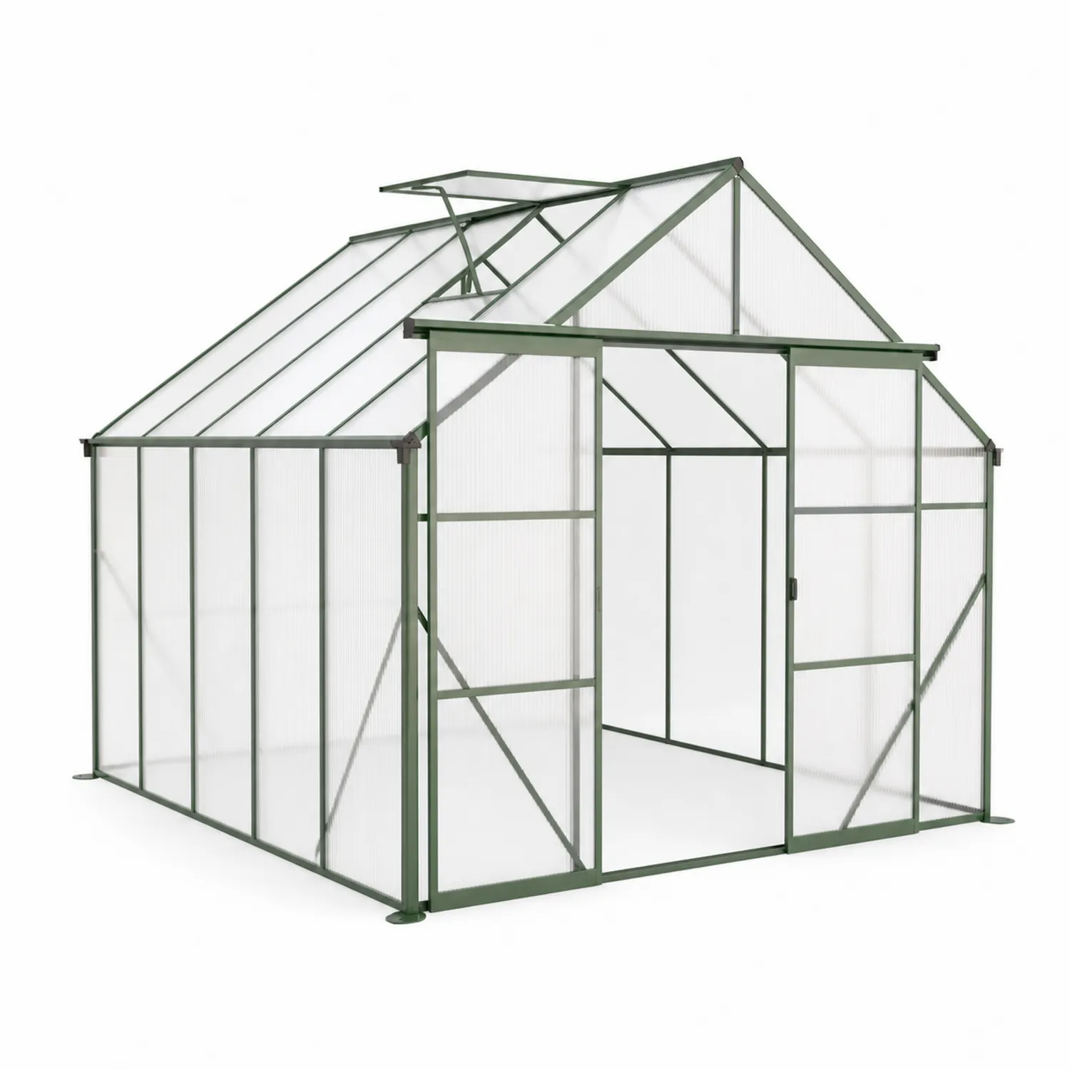 Aluminium Gewächshaus mit Polycarbonatplatten Grün-Nordellonest