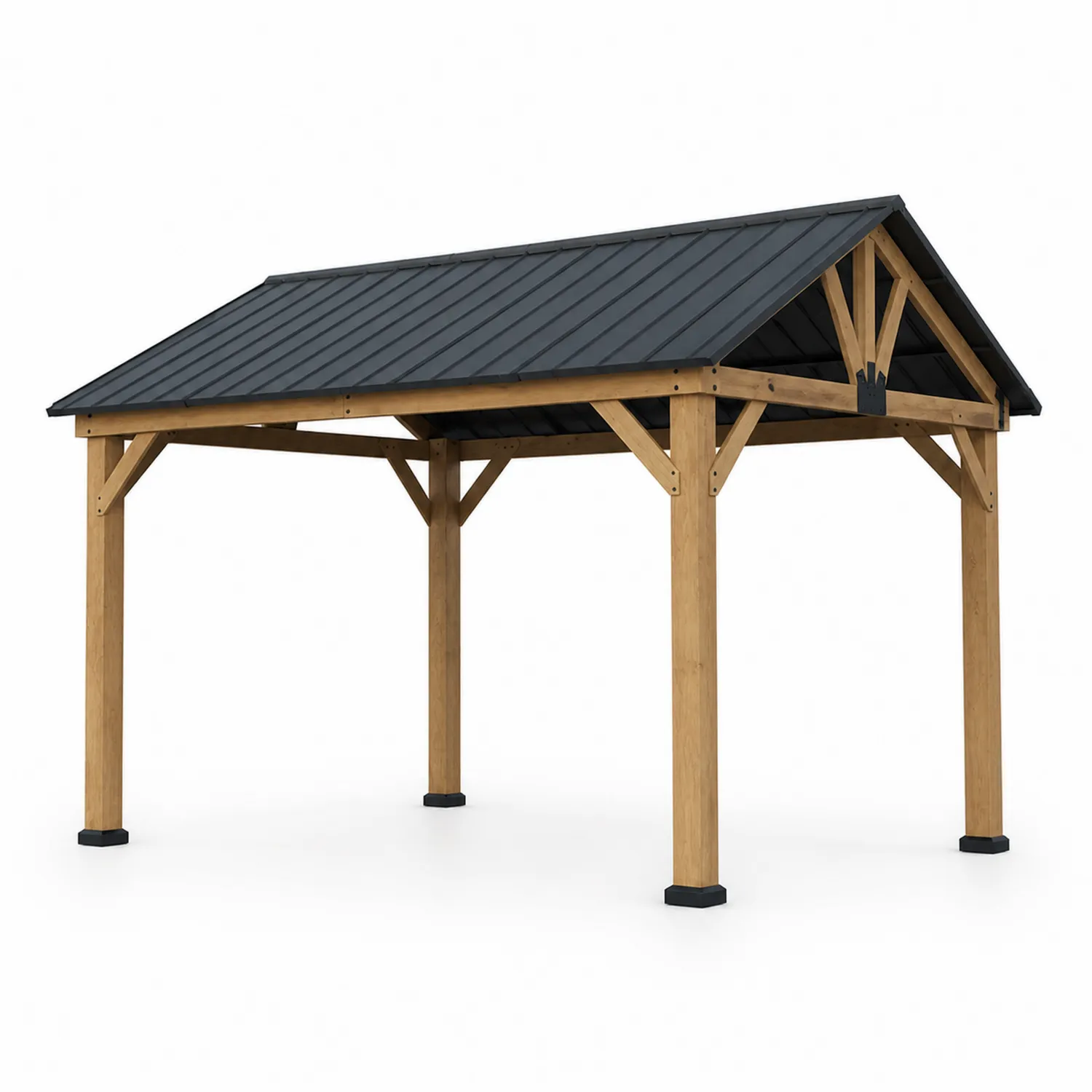 Holzpavillon mit Satteldach 400x300 cm Kiefer/Stahl Braun/Schwarz-Nordellonest