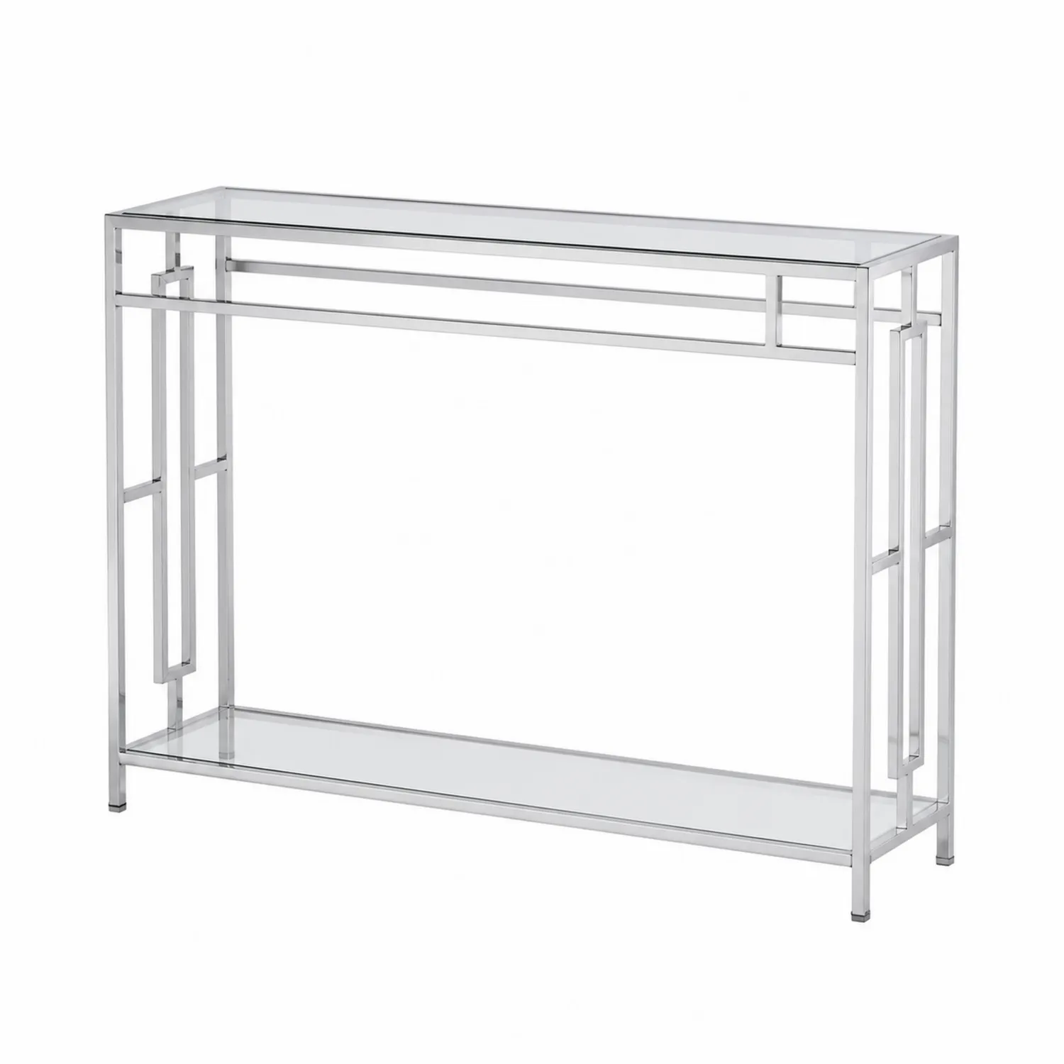 Rechteckiger Konsolentisch Edelstahl Gehärtetes Glas Silber-Nordellonest