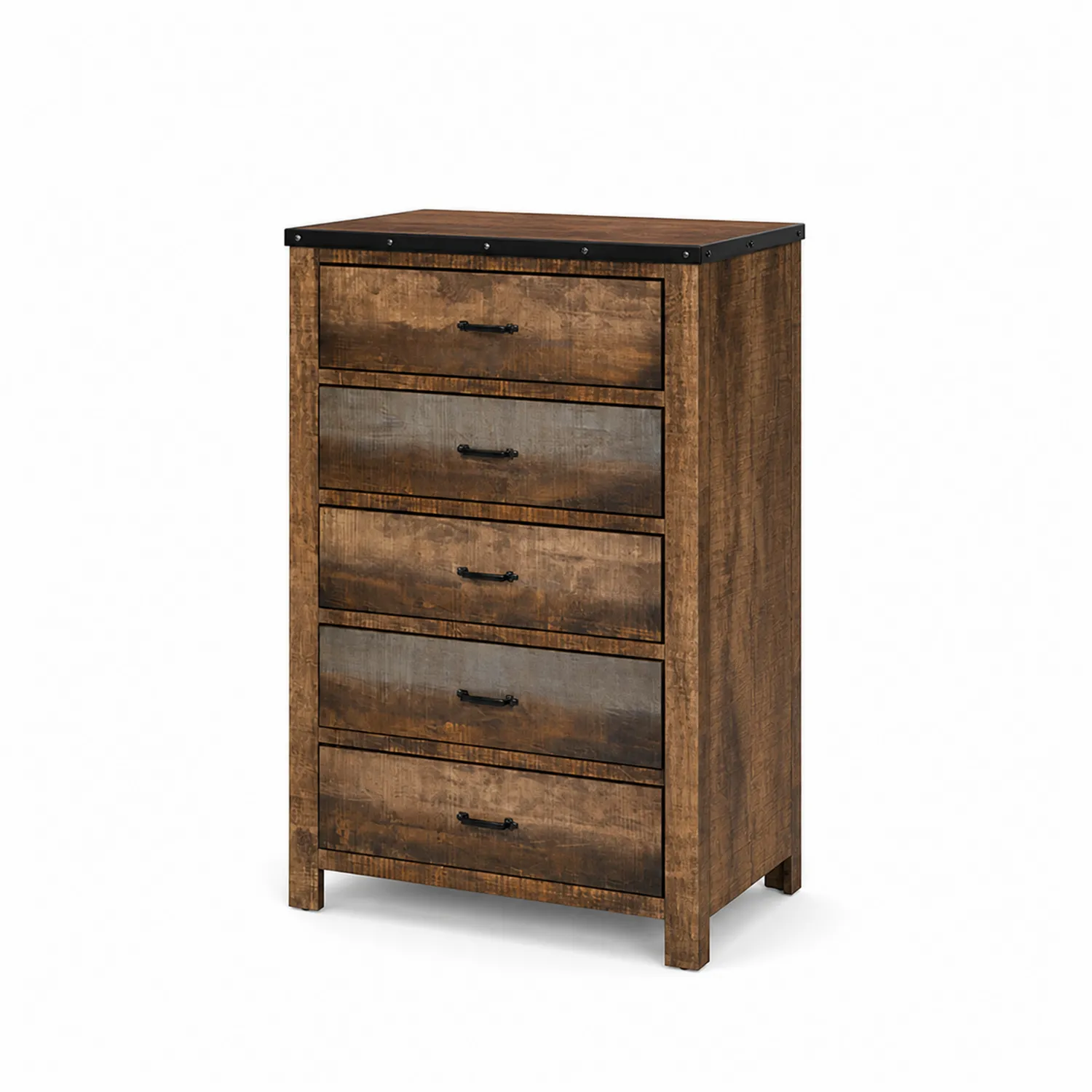 Kommode Holz 5 Schubladen Braun-Nordellonest