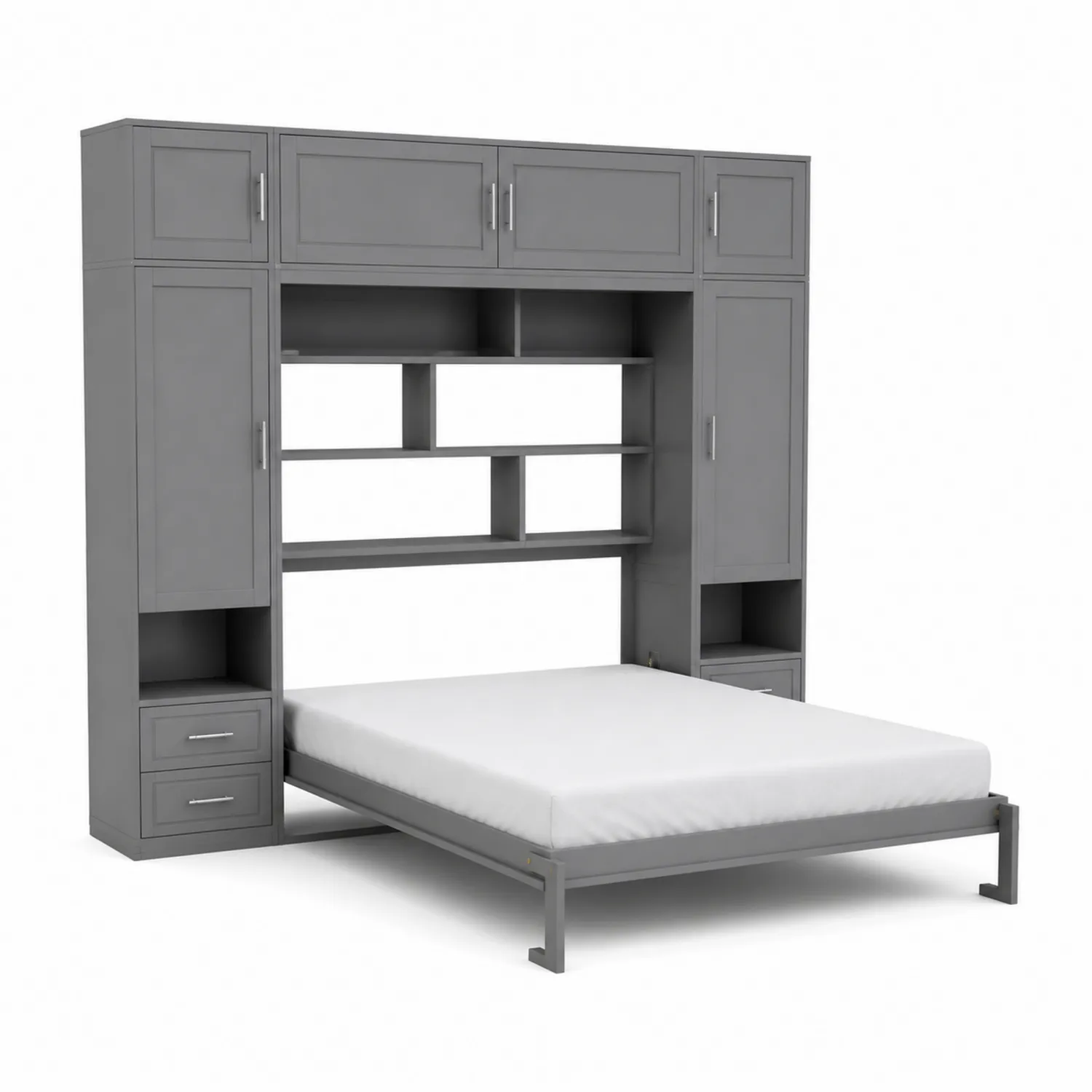 Metallbett mit Stauraum und Regalsystem, Grau-Nordellonest