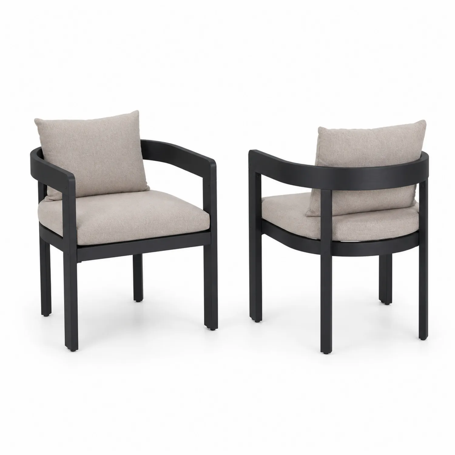 2er-Set Gartenstühle mit Kissen Beige/Schwarz Aluminium-Nordellonest