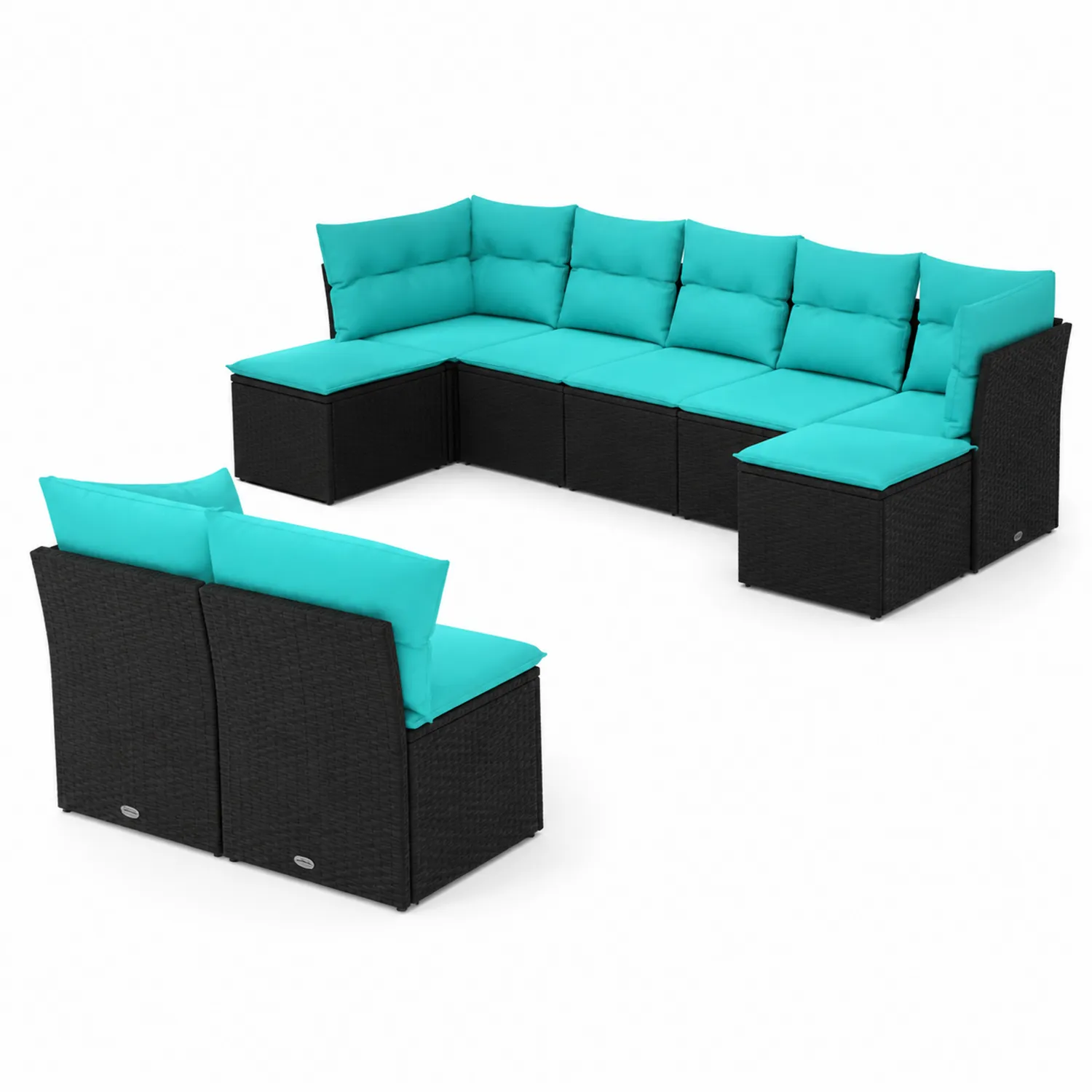 Rattan Ecksofa Set L-Form Türkis-Nordellonest